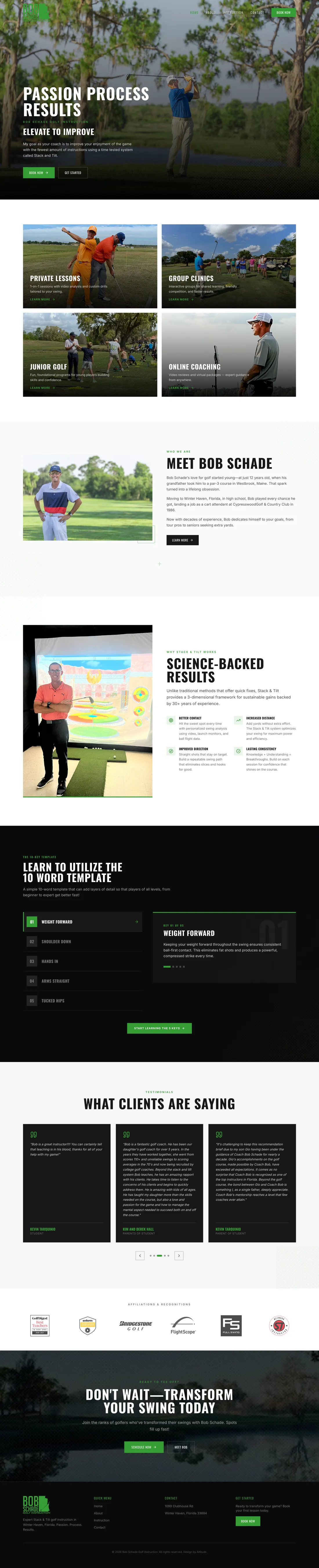 Bob Schade Golf, website by Unstuck