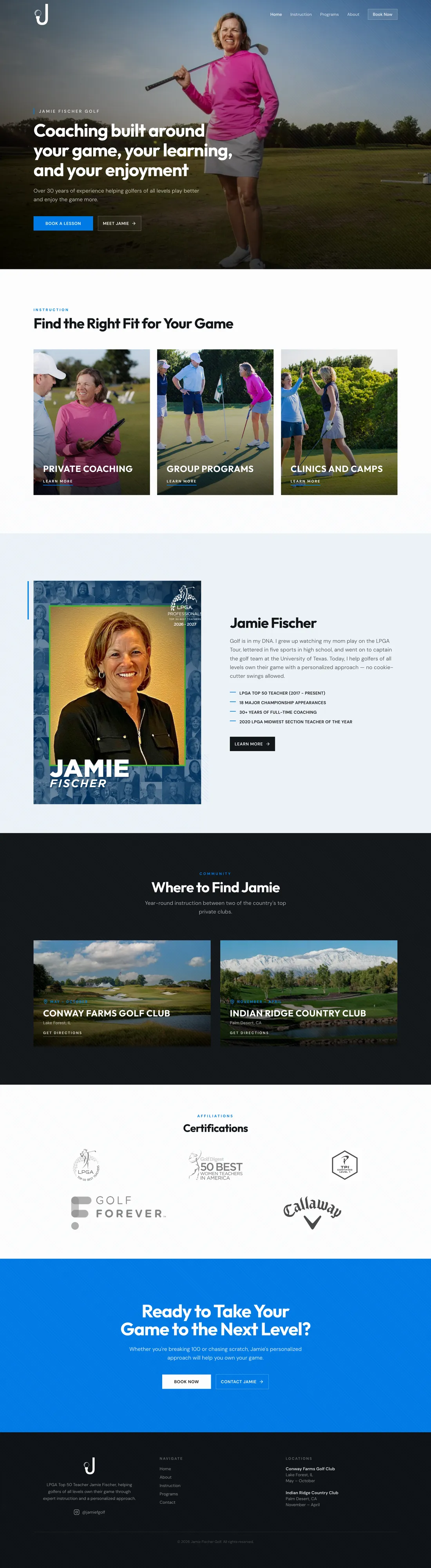 Jamie Fischer Golf, website by Unstuck