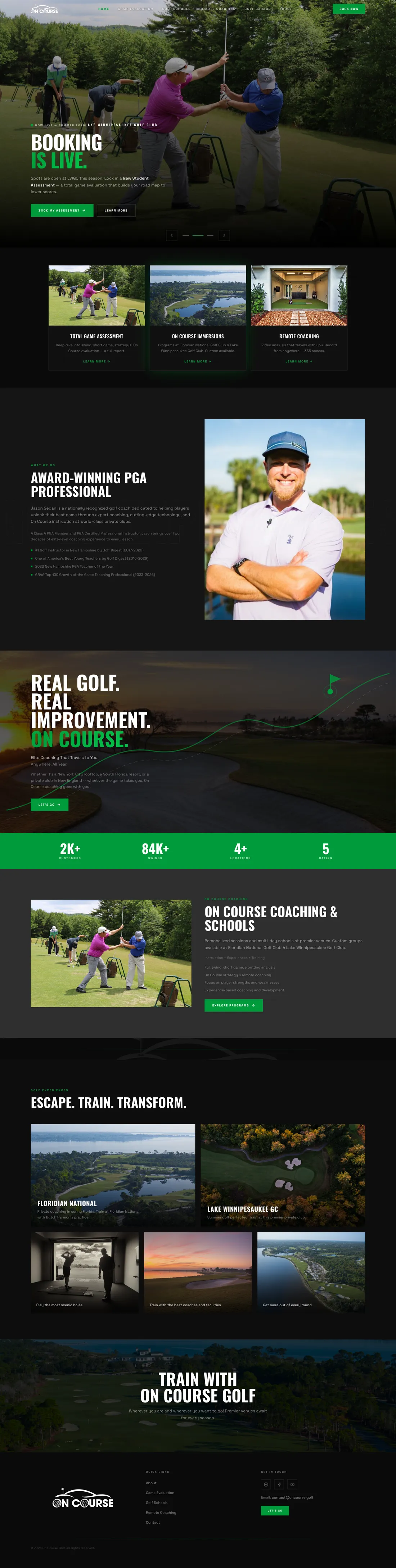 OnCourse Golf, website by Unstuck