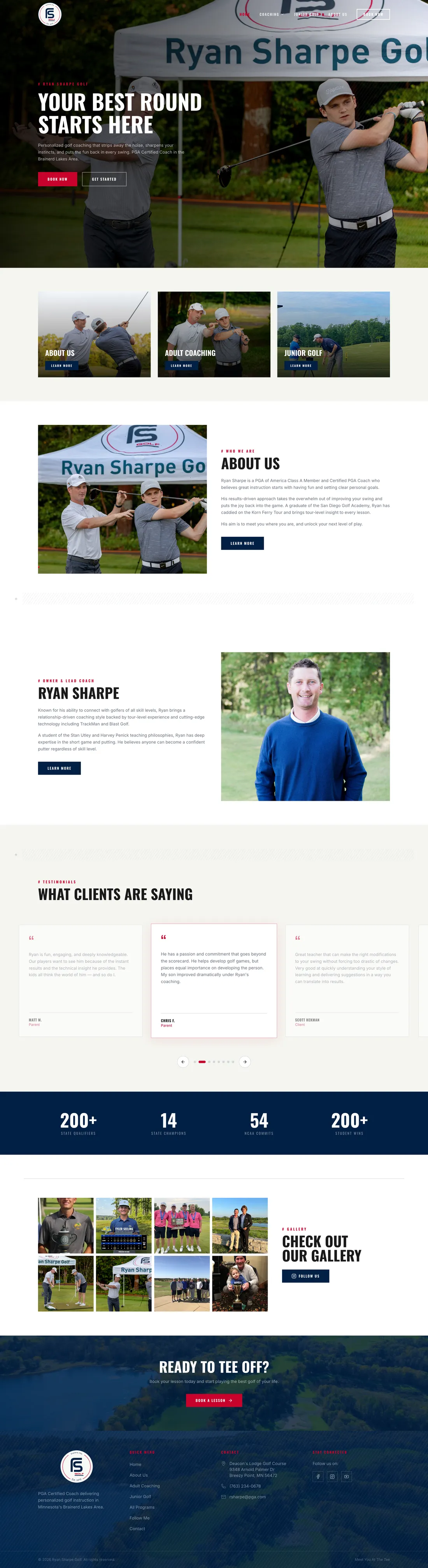 Ryan Sharpe Golf, website by Unstuck