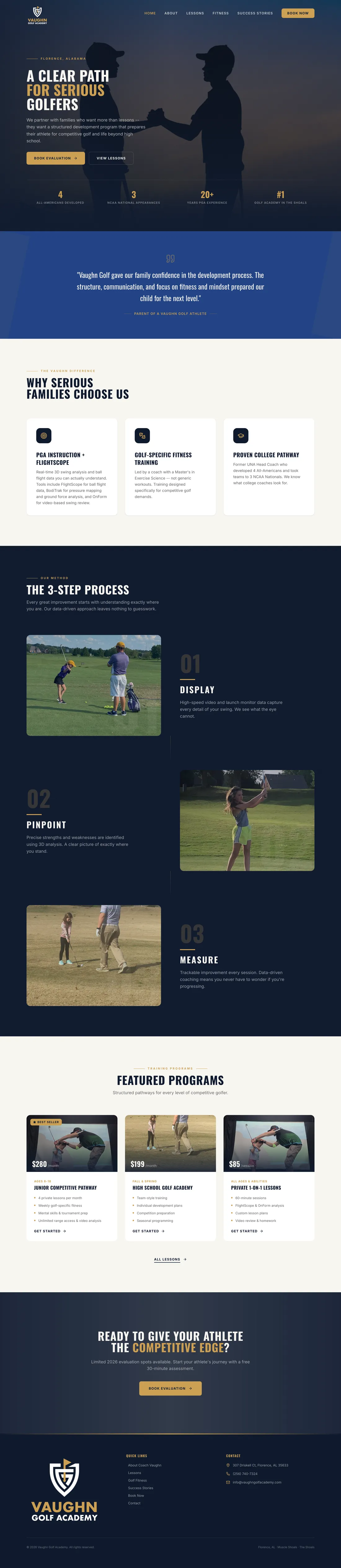 Vaughn Golf Academy website