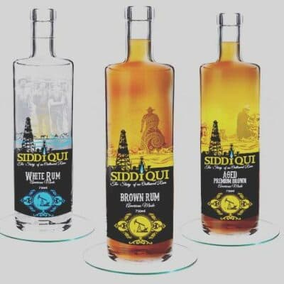 Siddiqui Rum bottles, a real artifact we designed and shipped
