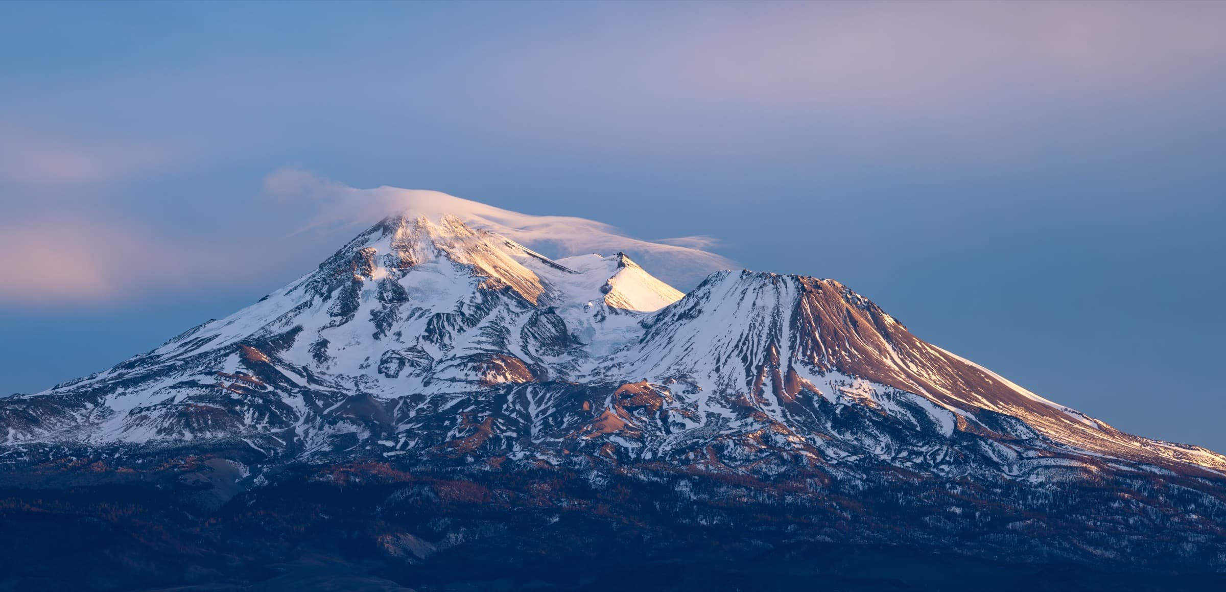 Mount Shasta at sunset, far Northern California